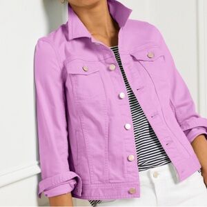 Talbots soft purple denim set. Wide Cropped Jeans with the matching jacket!